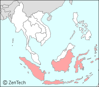 東南アジアにおけるインドネシア地図