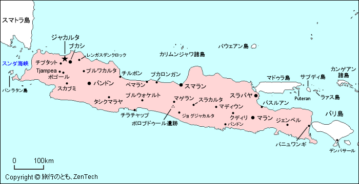 ジャワ島地図 旅行のとも Zentech