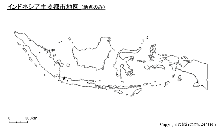 インドネシア主要都市地図（地点のみ）
