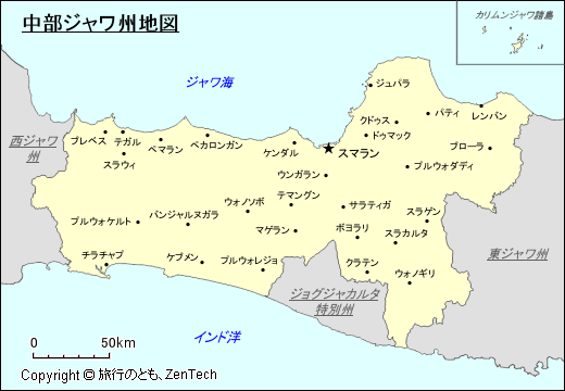 中部ジャワ州地図