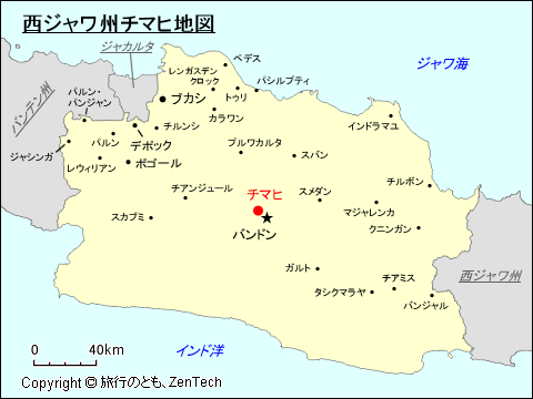 西ジャワ州チマヒ地図