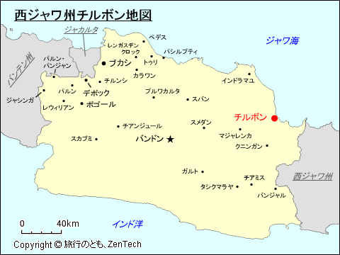 西ジャワ州チルボン地図