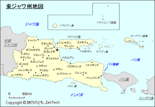 東ジャワ州地図