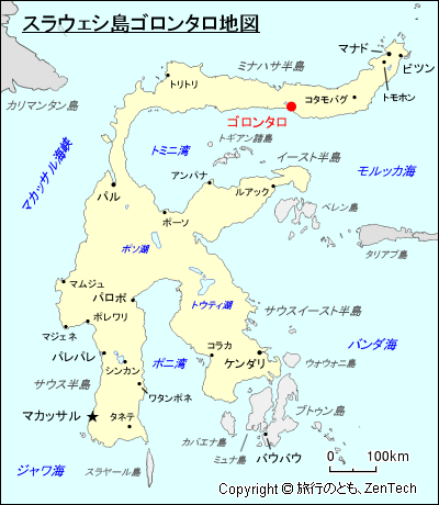 スラウェシ島ゴロンタロ地図