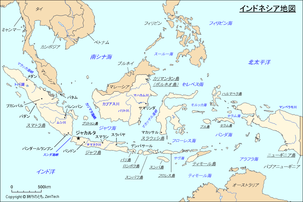 インドネシア地図 旅行のとも Zentech