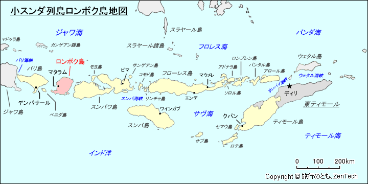 小スンダ列島ロンボク島地図