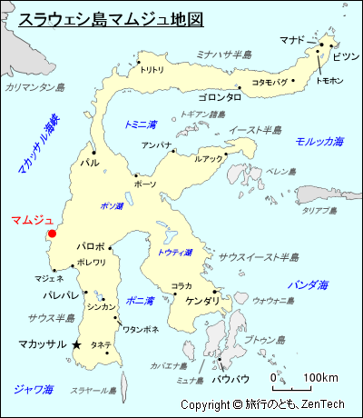 スラウェシ島マムジュ地図