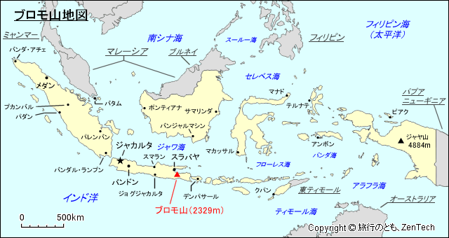 ブロモ山地図