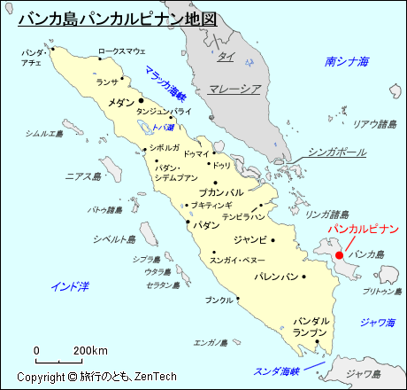 バンカ島パンカルピナン地図