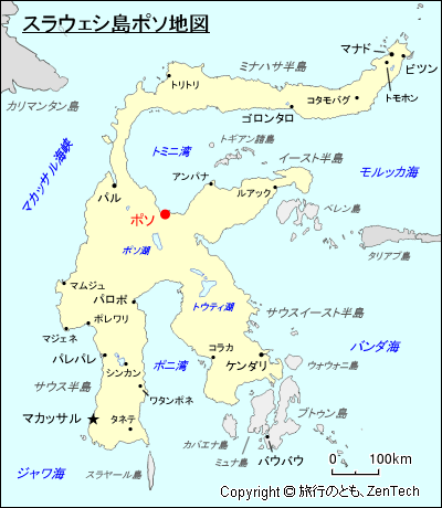 スラウェシ島ポソ地図