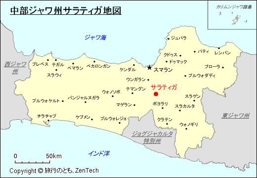 中部ジャワ州サラティガ地図