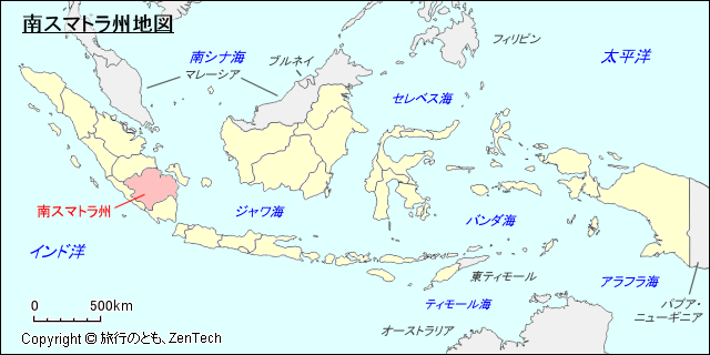 南スマトラ州地図