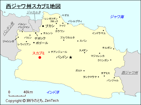 西ジャワ州スカブミ地図