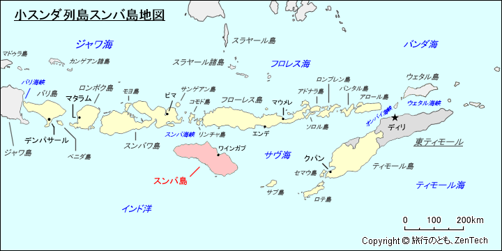 小スンダ列島スンバ島地図
