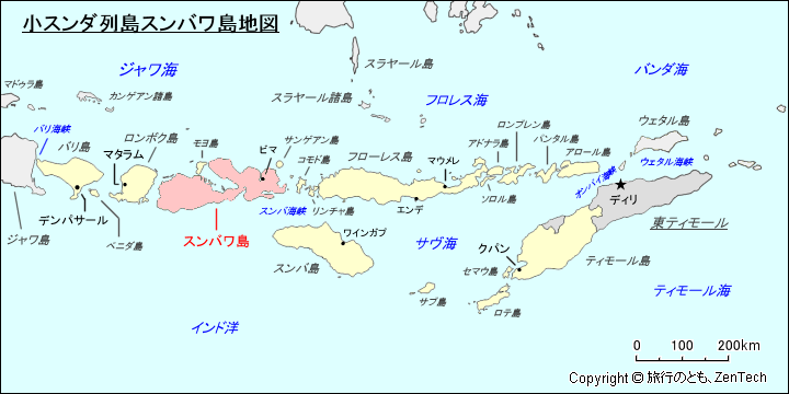 小スンダ列島スンバワ島地図