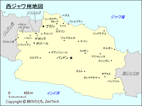 西ジャワ州地図