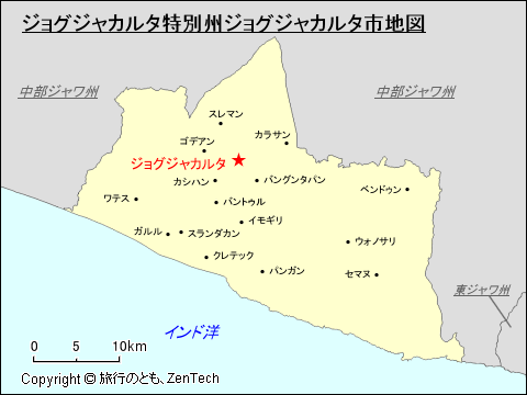ジョグジャカルタ特別州ジョグジャカルタ市地図