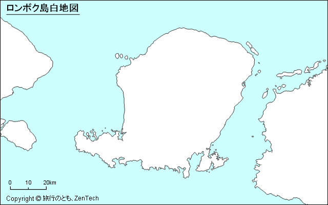 ロンボク島の白地図