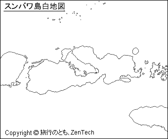 スンバワ島白地図(小サイズ)