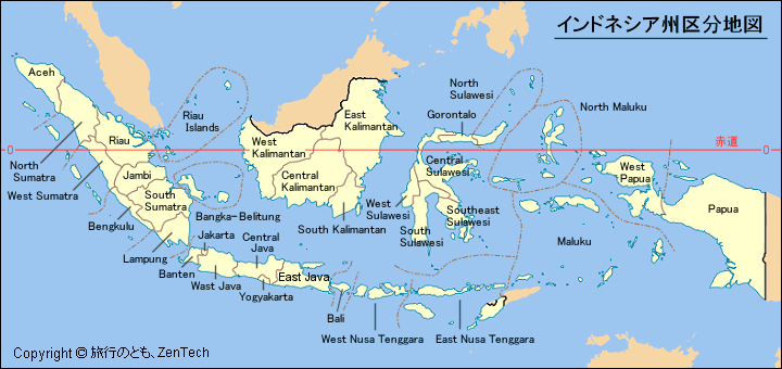 インドネシア州区分地図 旅行のとも Zentech