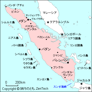 スマトラ島地図 旅行のとも Zentech