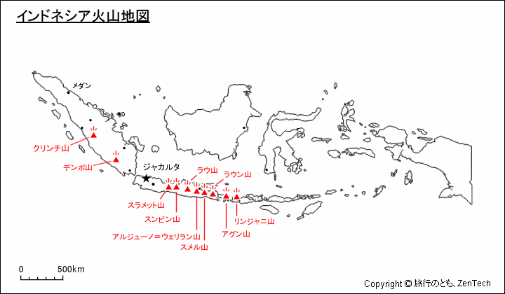 インドネシア火山地図