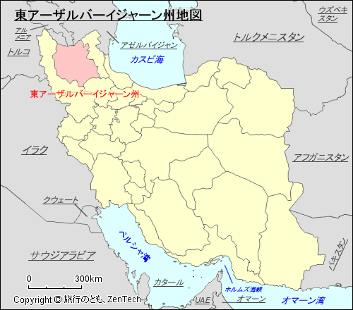 東アーザルバーイジャーン州地図