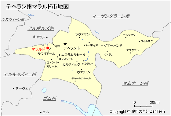 テヘラン州マラルド市地図