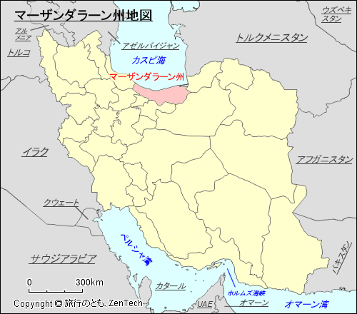 マーザンダラーン州地図