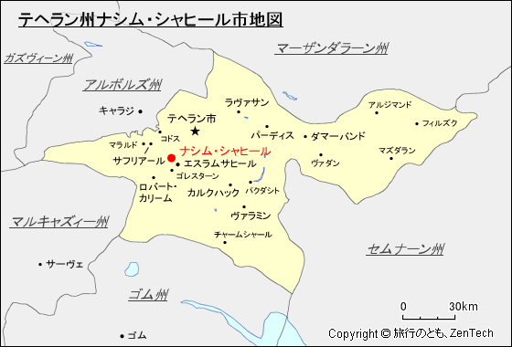 テヘラン州ナシム・シャヒール市地図