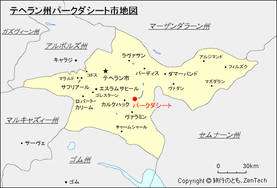 テヘラン州パークダシート市地図