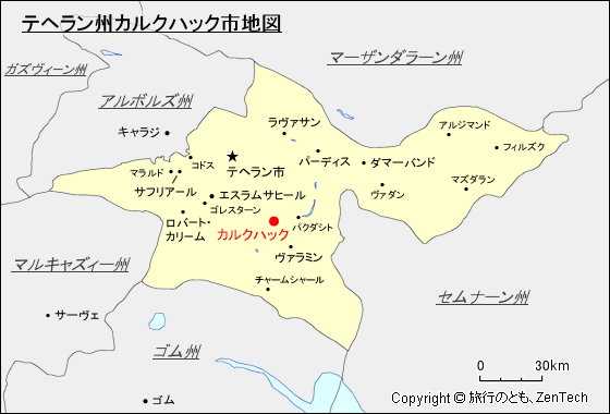 テヘラン州カルクハック市地図