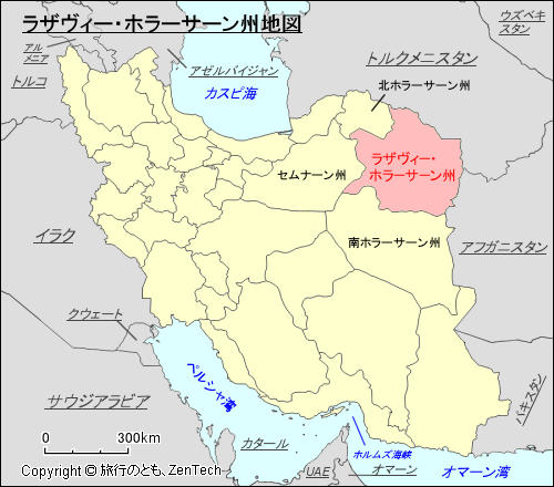 ラザヴィー・ホラーサーン州地図