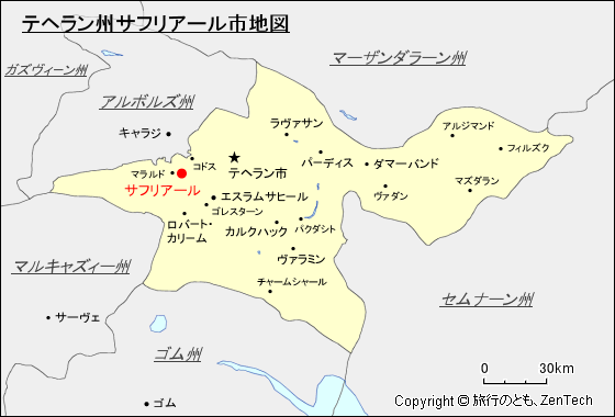 テヘラン州サフリアール市地図