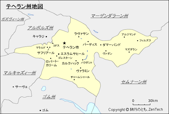 テヘラン州地図