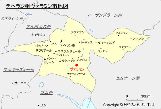 テヘラン州ヴァラミン市地図