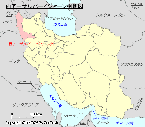 西アーザルバーイジャーン州地図