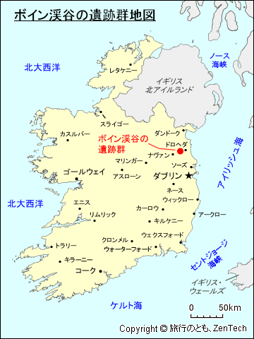 ブルー・ナ・ボーニャ＝ボイン渓谷の遺跡群地図