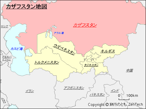 中央アジア カザフスタン地図