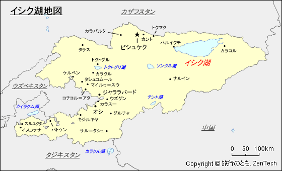 イシク湖地図