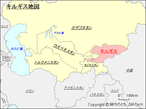 中央アジア キルギス地図