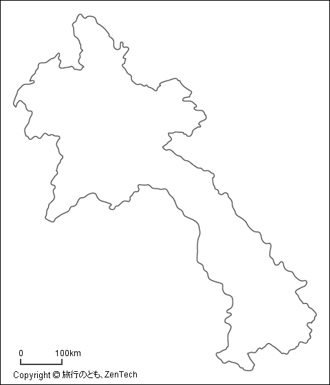 ラオス白地図(中サイズ)