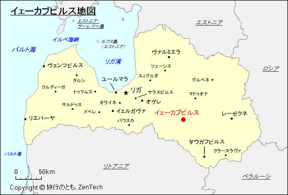 イェーカブピルス地図