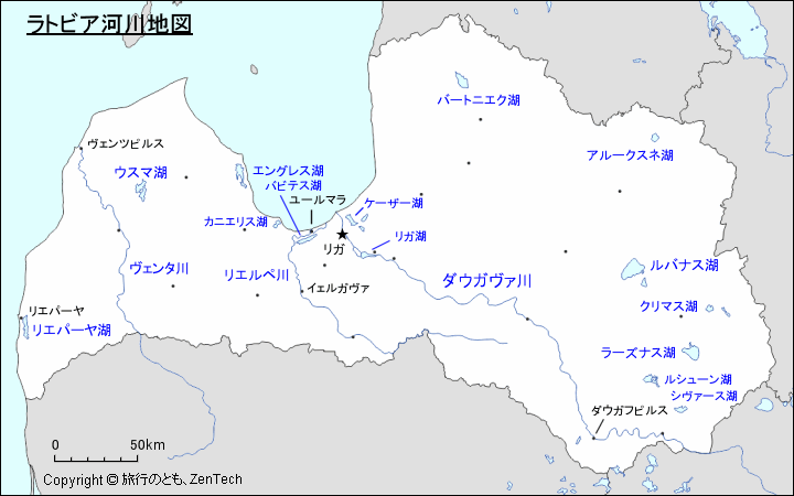 ラトビア河川地図 ラトビア河川地図