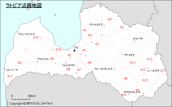 ラトビア道路地図 ラトビア道路地図