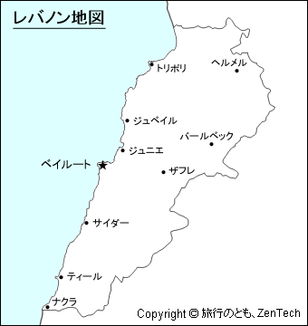 レバノン簡易地図