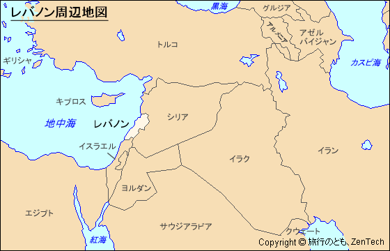 レバノン周辺地図