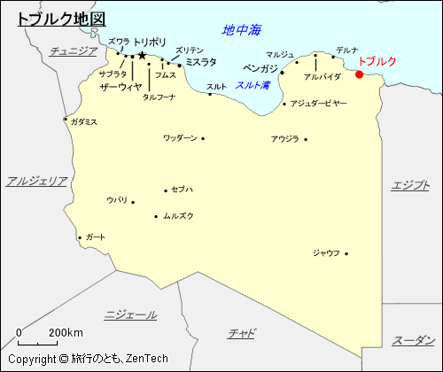 トブルク地図