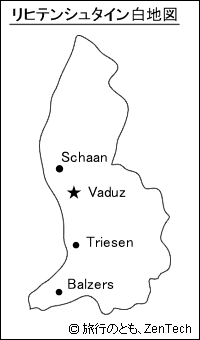 都市名入りリヒテンシュタイン白地図