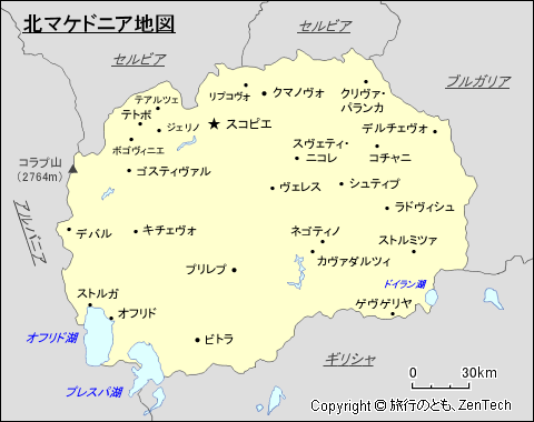 北マケドニア地図